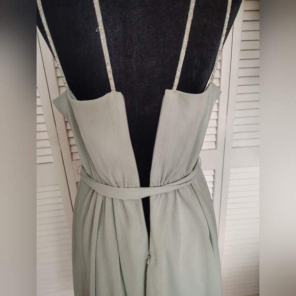 David's Bridal Light Mint Green Pleated Midi Dress Size 10 – Like New - Picture 11 of 13